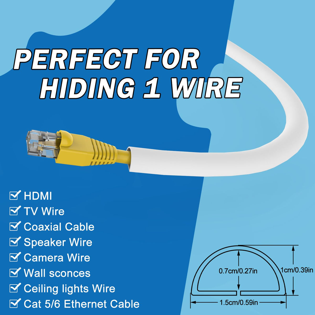 UOMTFAI flexible cord hider cut to length for a perfect fit.