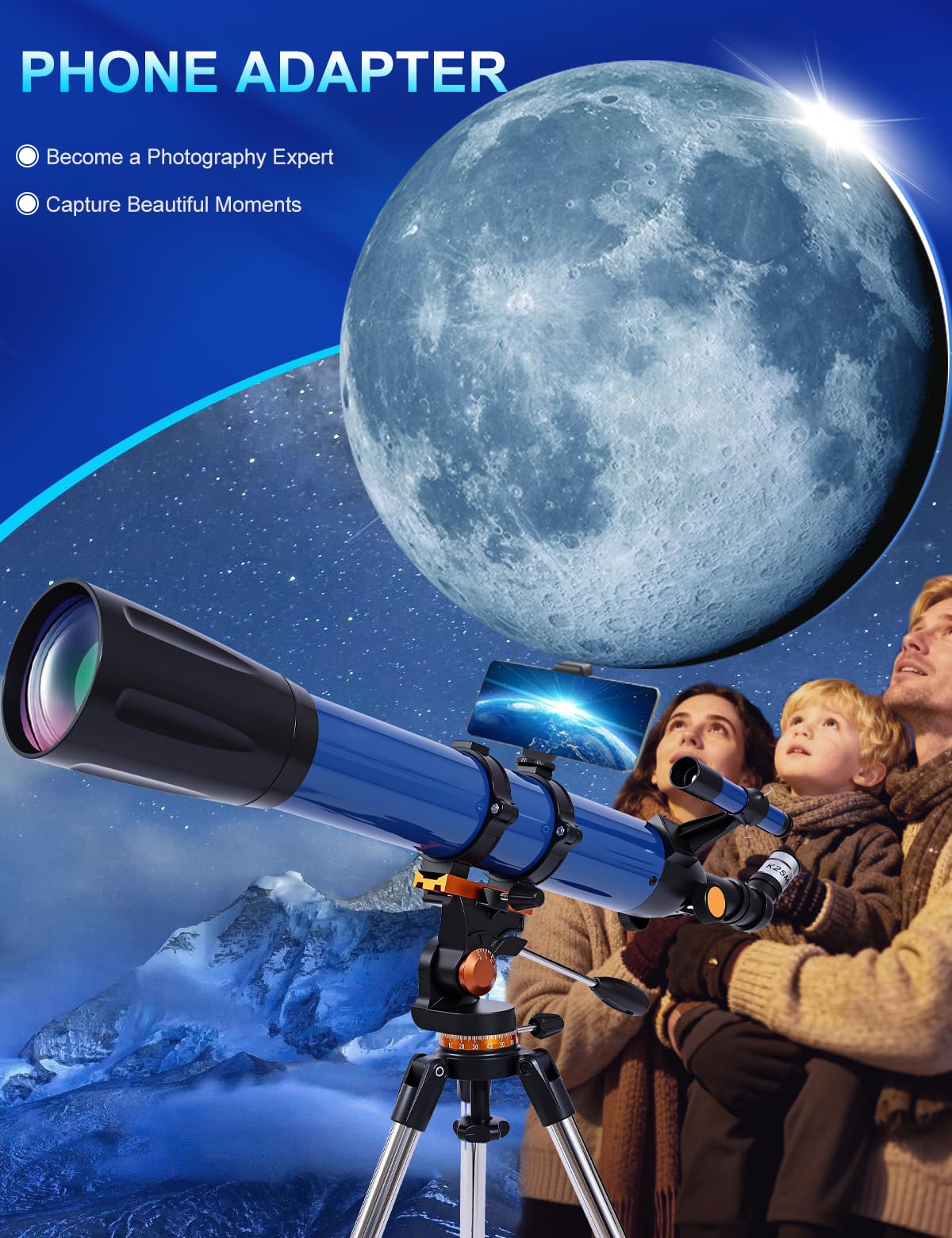 Uonol 3X Barlow lens boosts magnification for expansive sky observations.