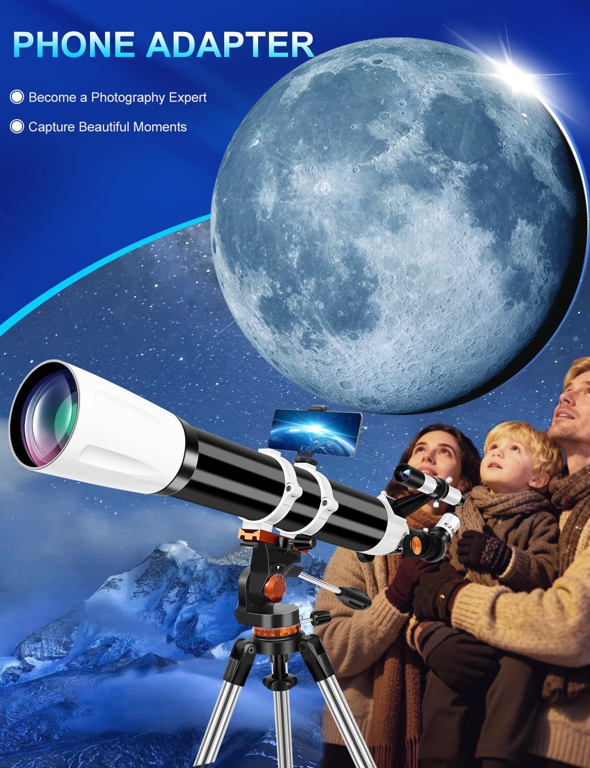 Uonol telescope 25mm eyepiece offers crisp wide-field viewing.