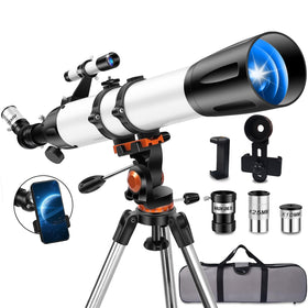 Uonol telescope 90mm aperture delivers bright, crisp lunar views.