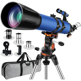 Uonol telescope with 90mm aperture for bright, clear lunar and planetary views.