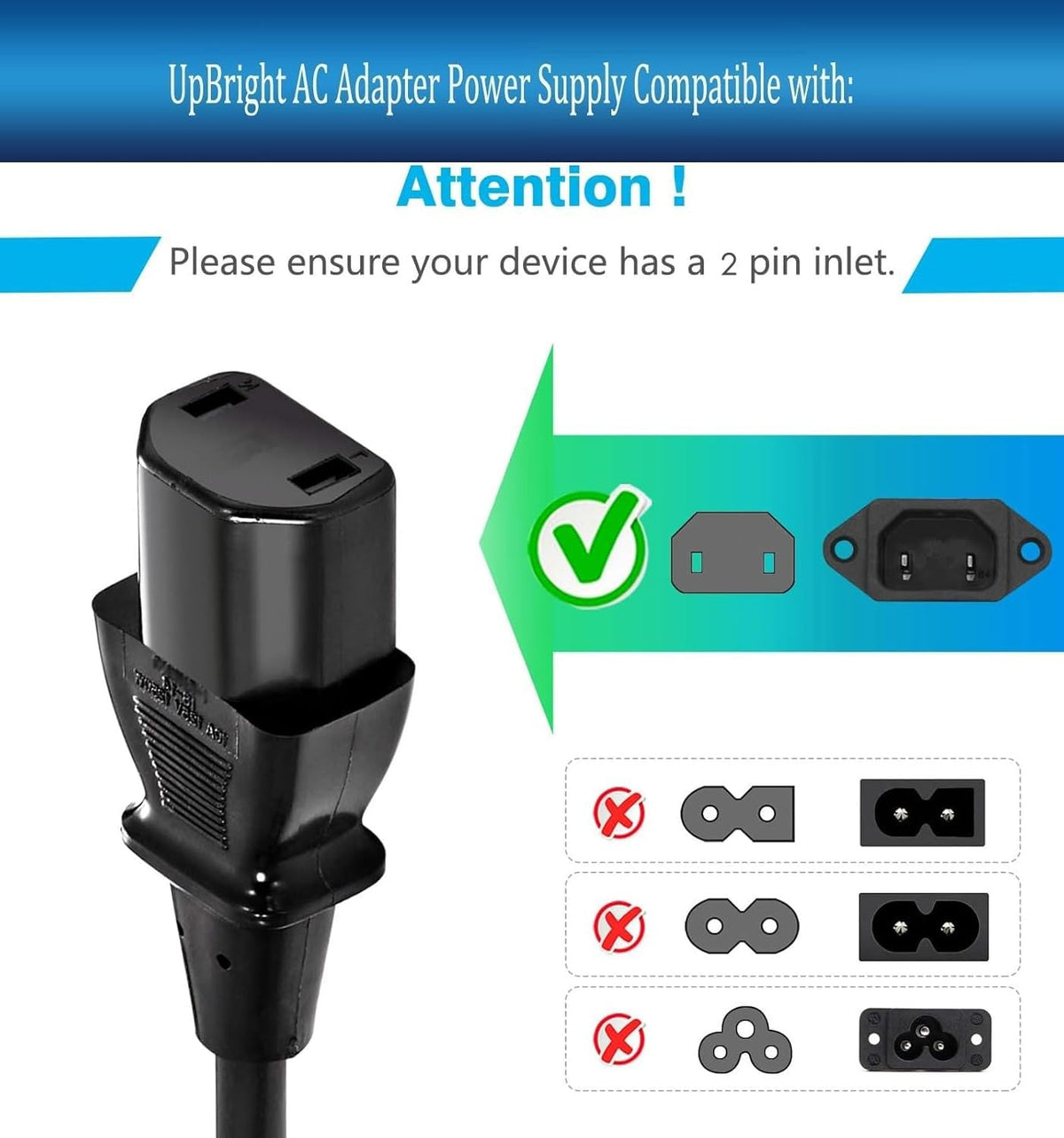 UpBright cord plugged into TCL TV back illustrating fast replacement