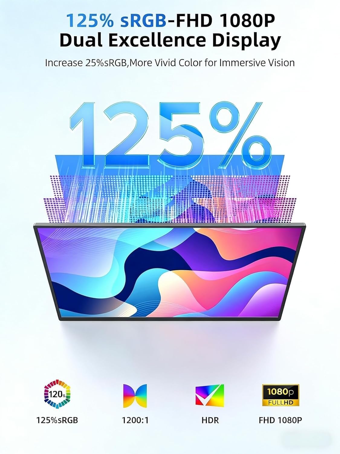 UPERFECT 125 sRGB display highlights vibrant colors for creative work.