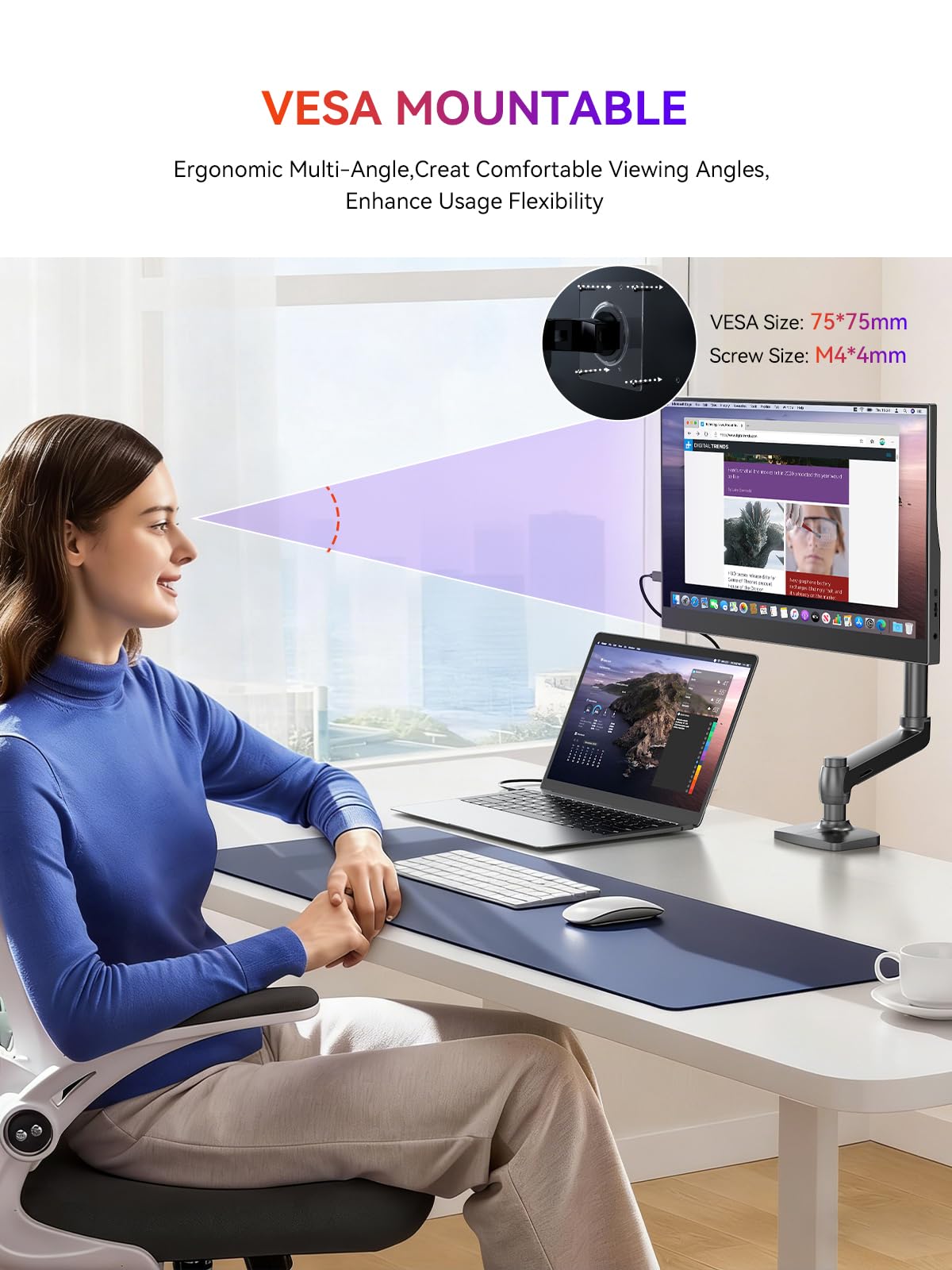 UPERFECT 125% sRGB FHD display delivering vibrant colors and clarity
