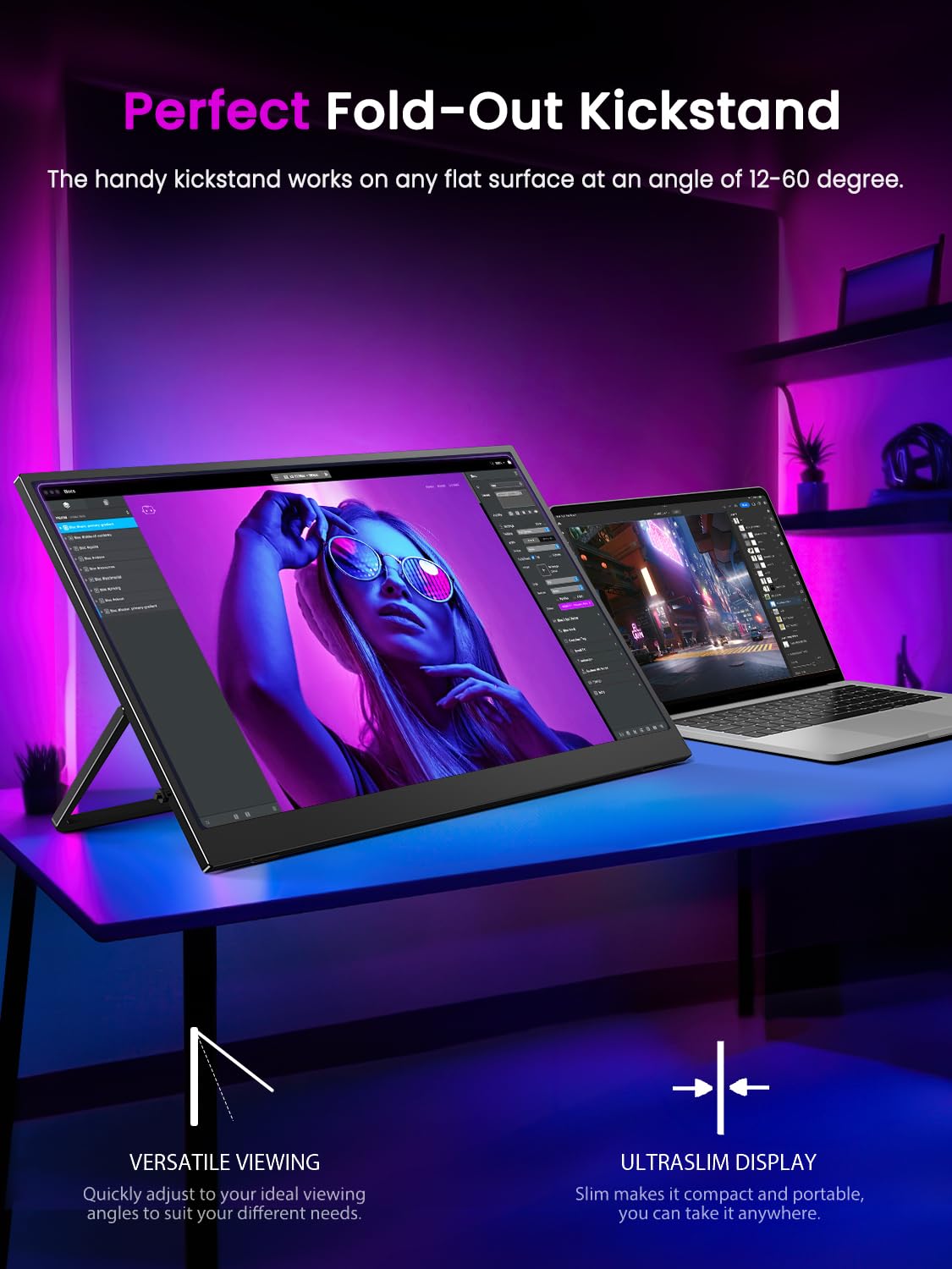 UPERFECT 17.3 inch monitor with two speakers for clear audio