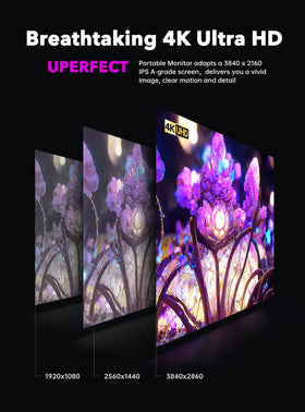 UPERFECT 17.3 inch monitor side ports showing versatile connections for laptop and mobile