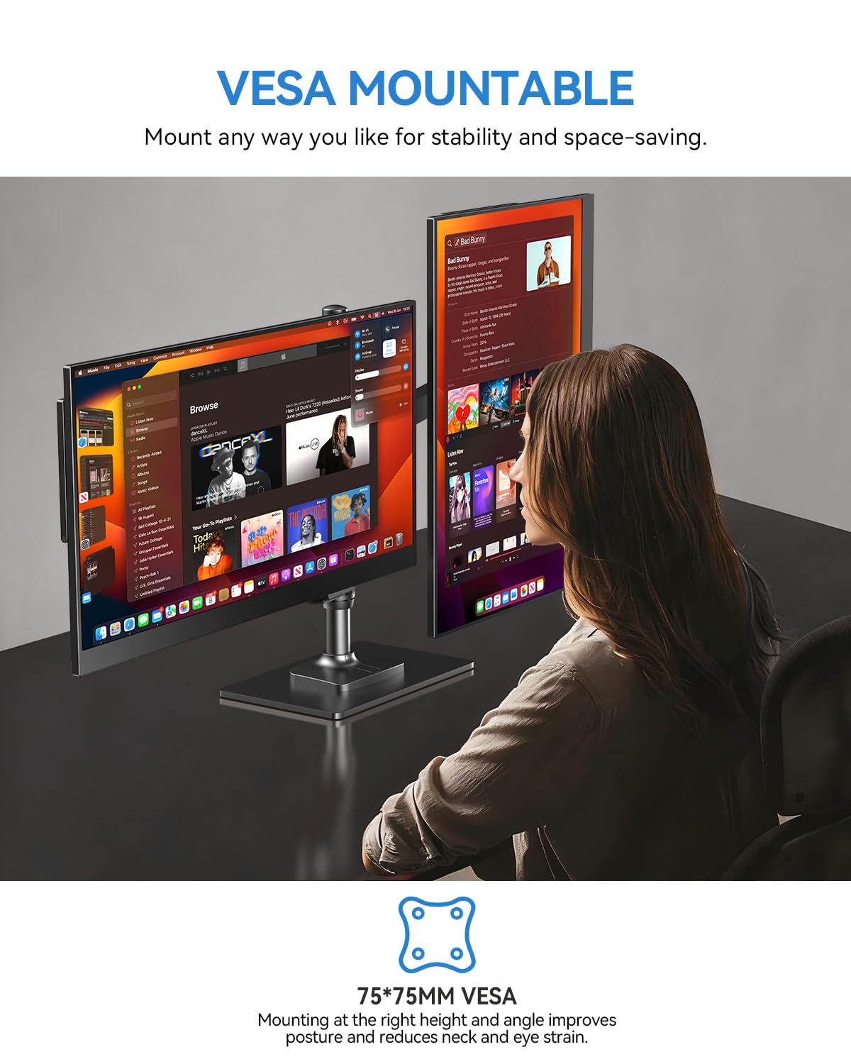 UPERFECT 17.5-inch portable monitor angled view emphasizing bright display