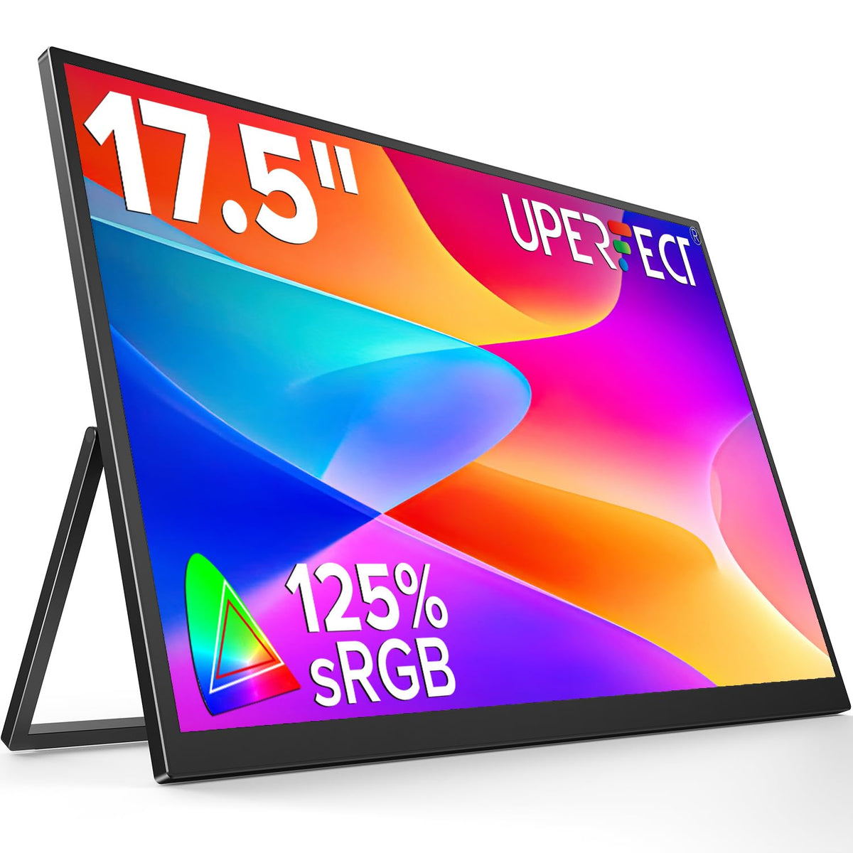 UPERFECT 17.5-inch portable monitor front view with vivid color for on-the-go tasks