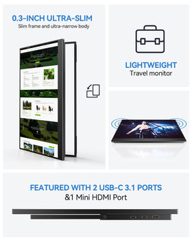 UPERFECT 17.5-inch portable monitor travel setup ready for laptop extension
