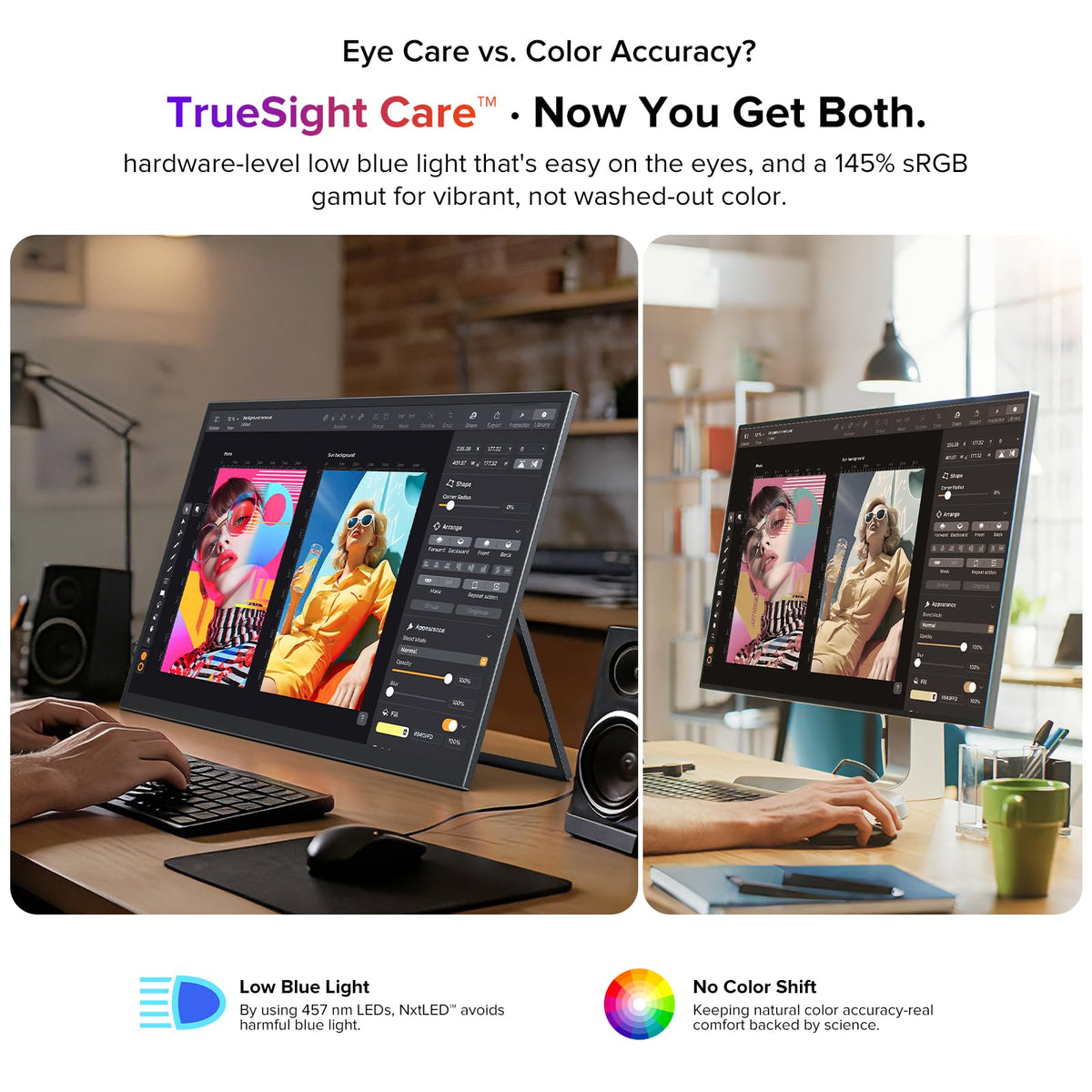 UPERFECT NxtLED monitor offers 145% sRGB for vibrant, accurate colors.