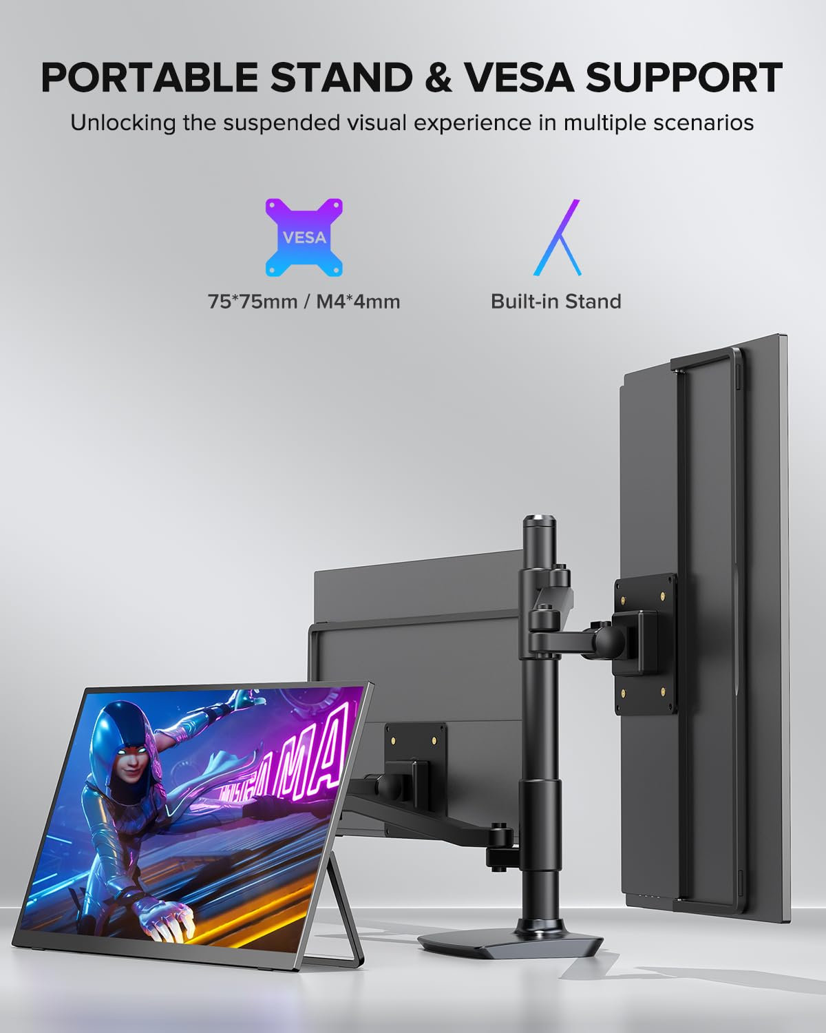 UPERFECT 18.5-inch portable monitor ultra-slim design fits compact bags
