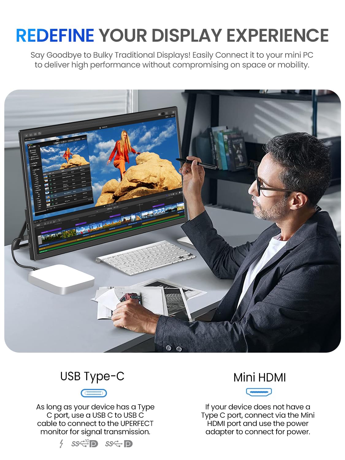 UPERFECT VESA mount compatible display for flexible mounting