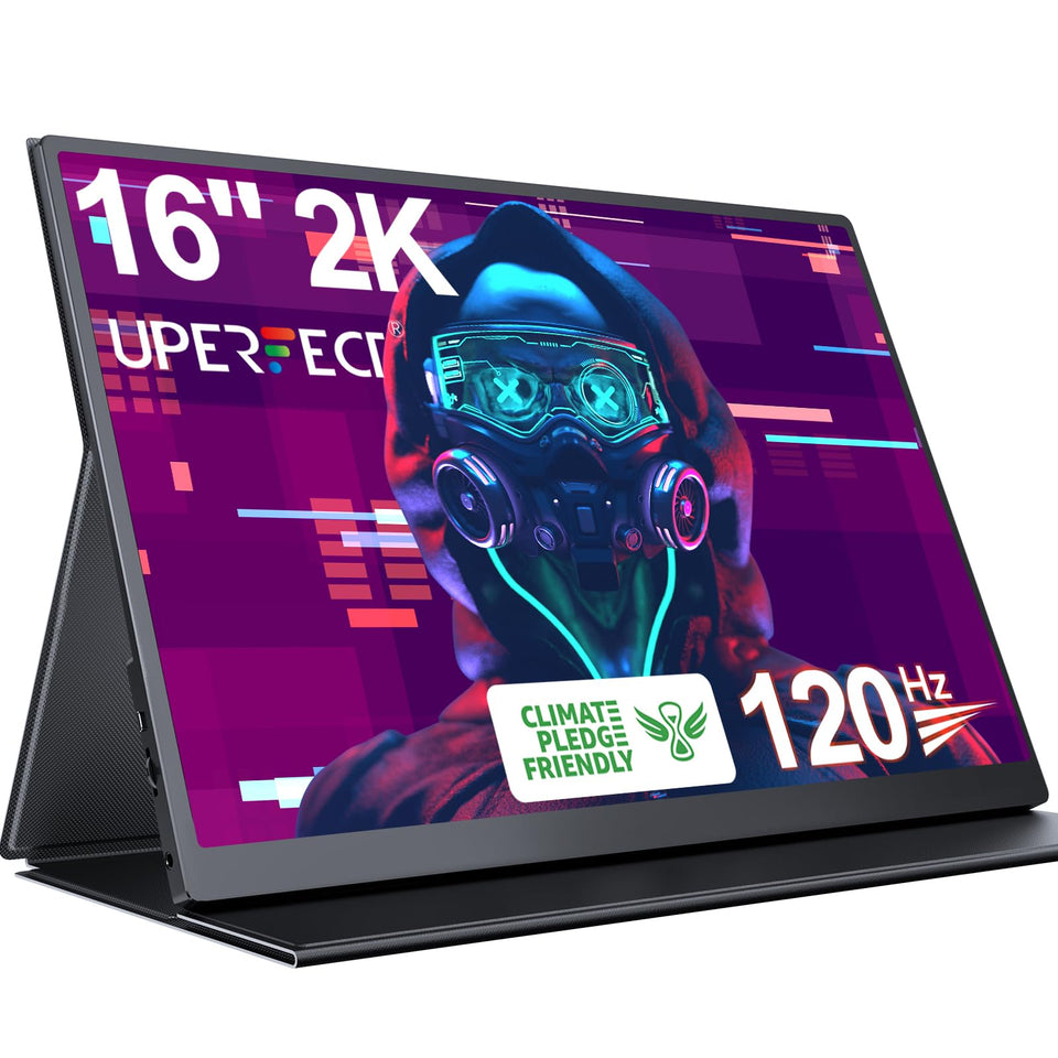 UPERFECT 2K 120Hz portable monitor front view enabling on-the-go gaming clarity.