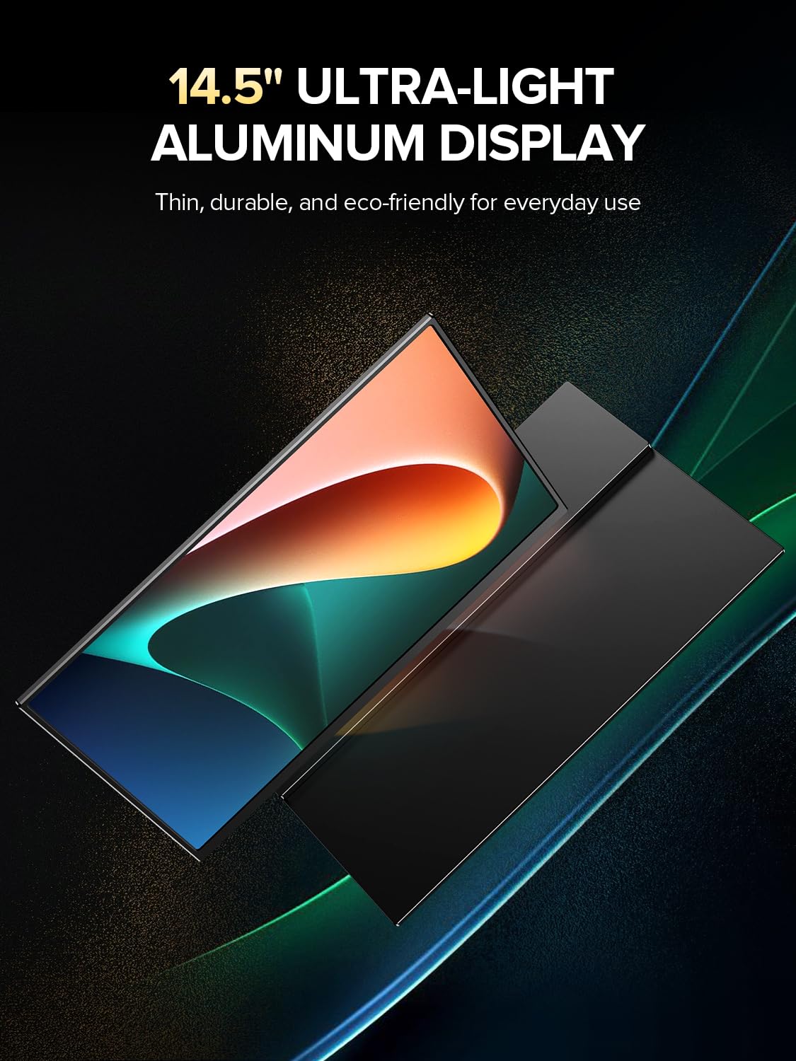 UPERFECT 4K portable monitor side view highlighting portability for on-the-go editing