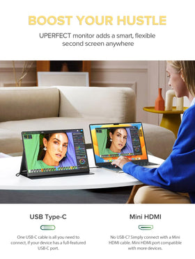 UPERFECT 4K monitor with USB-C and Mini HDMI for easy plug-and-play