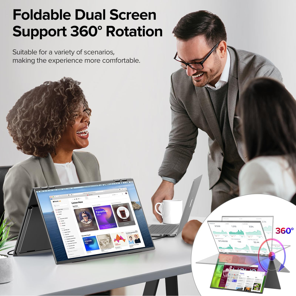 UPERFECT Delta 23.8 adjustable stand enables easy tilt and ergonomic viewing.