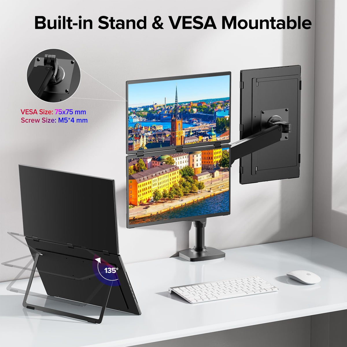 UPERFECT Delta Max 360-folding monitor supports versatile screen orientations.