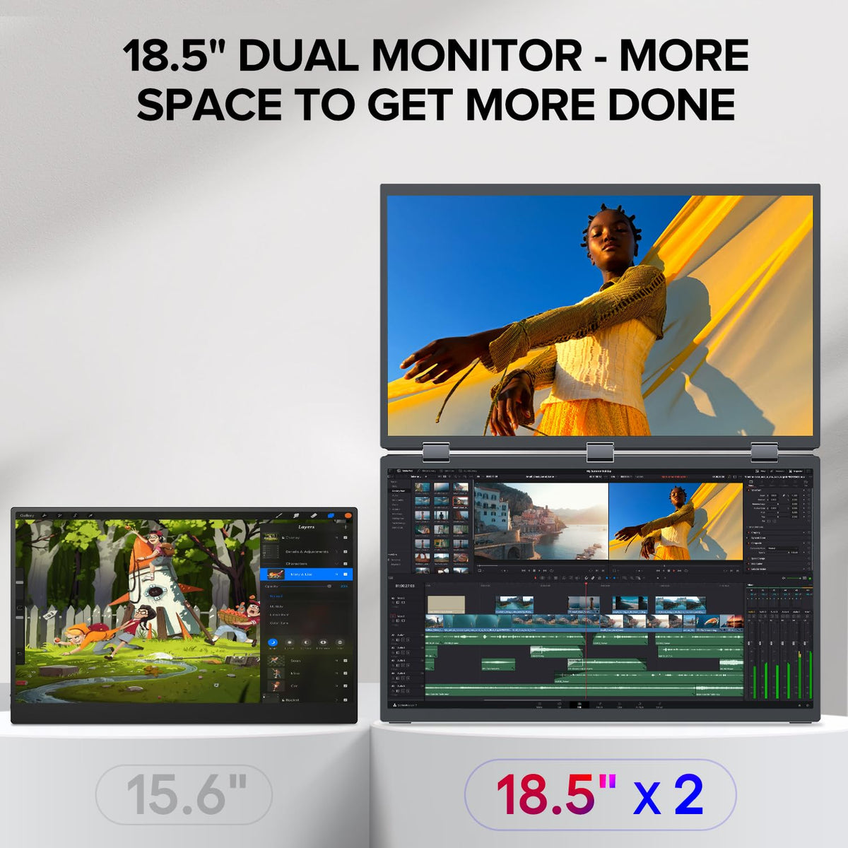 UPERFECT Delta Max laptop dual-screen enhances multitasking with driver-free plug-and-play.