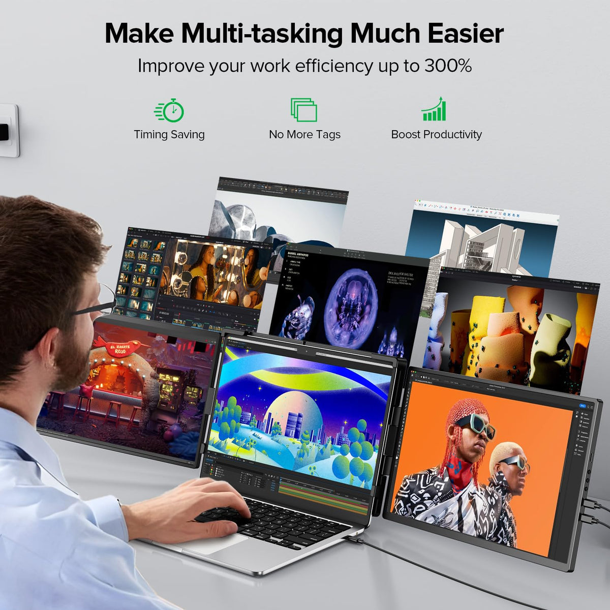 UPERFECT plug and play setup via Type-C or HDMI for quick use