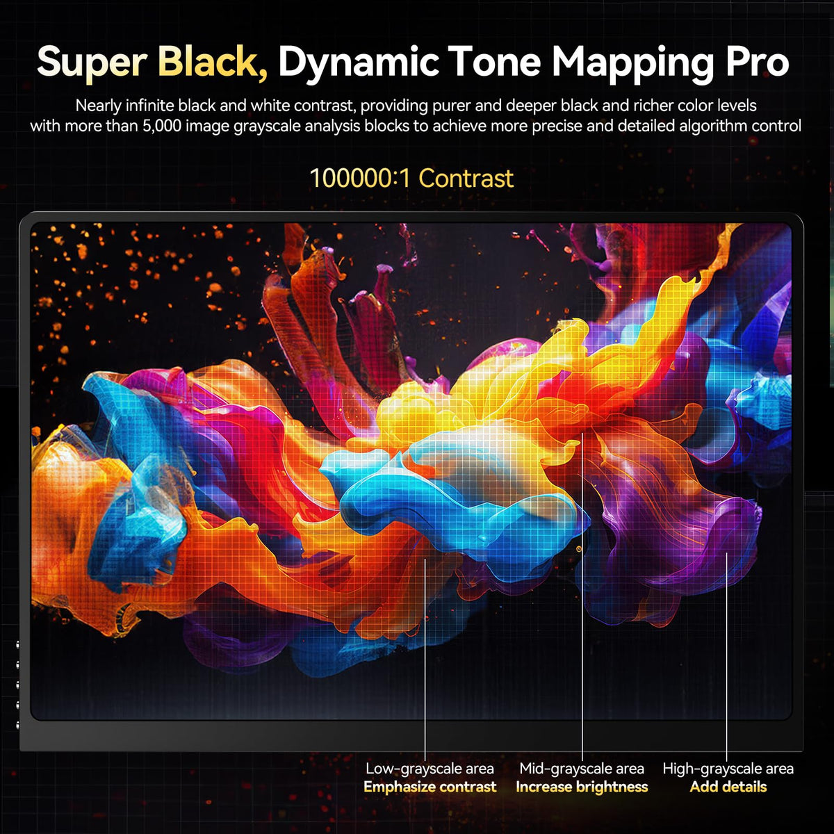 UPERFECT OLED Monitor 16-inch 100000 to 1 contrast delivers deep blacks