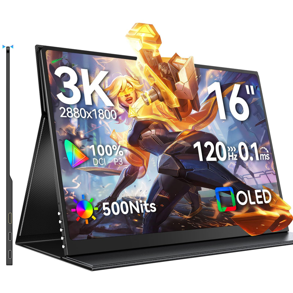 UPERFECT OLED Monitor 16-inch front view shows portable design for on the go work