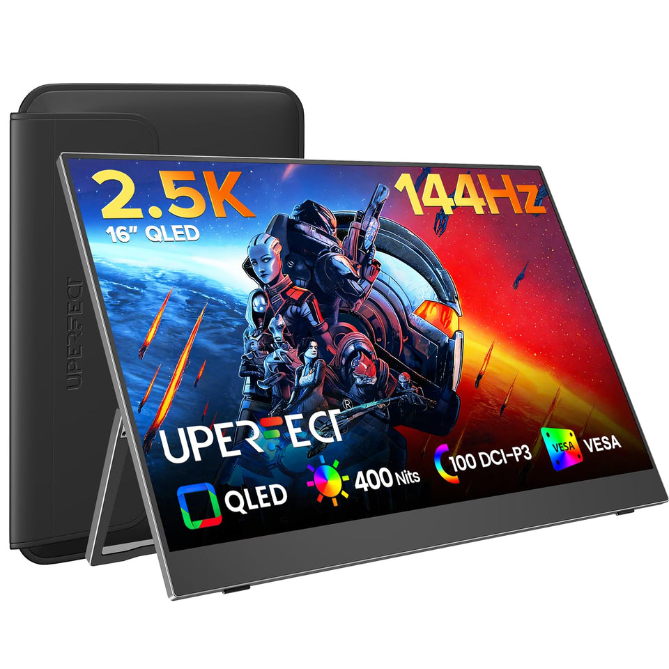 UPERFECT portable gaming monitor 16-inch setup for on-the-go gaming.