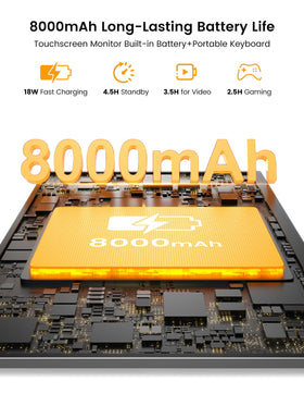 UPERFECT monitor shows built-in 8000mAh battery for mobile use