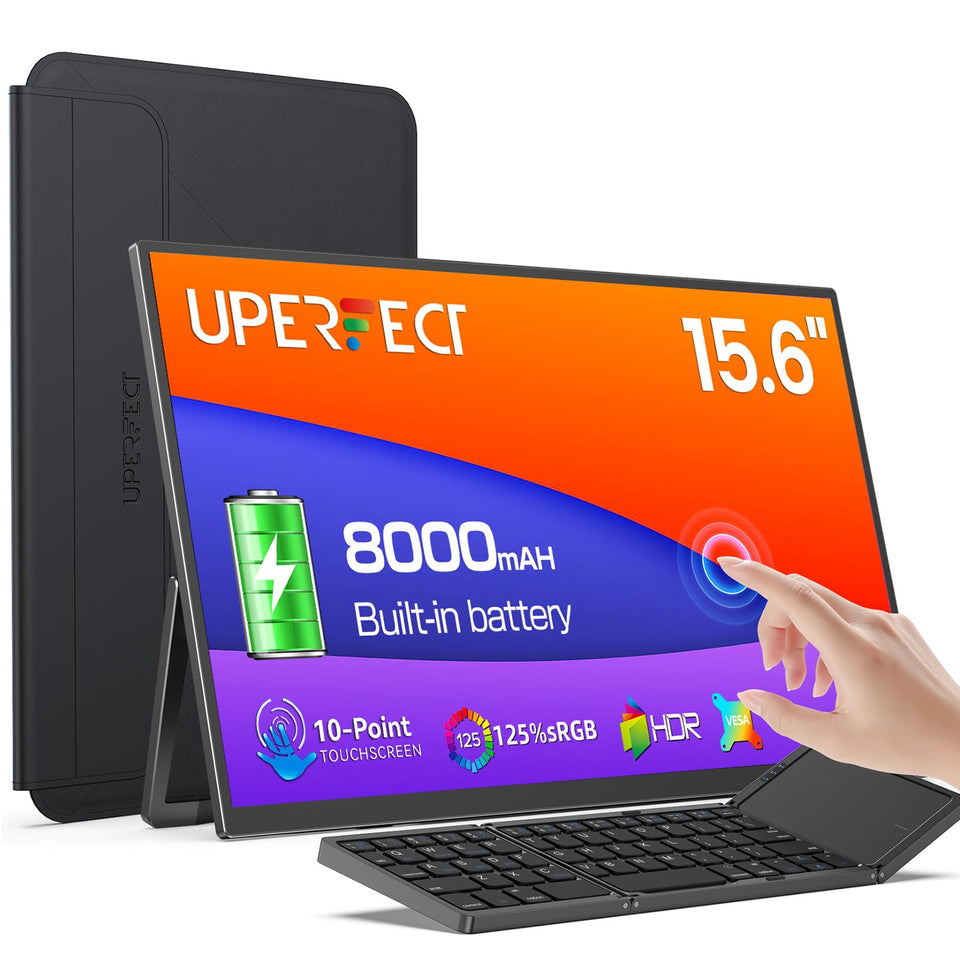 UPERFECT 15.6-inch portable monitor front view highlighting slim touchscreen