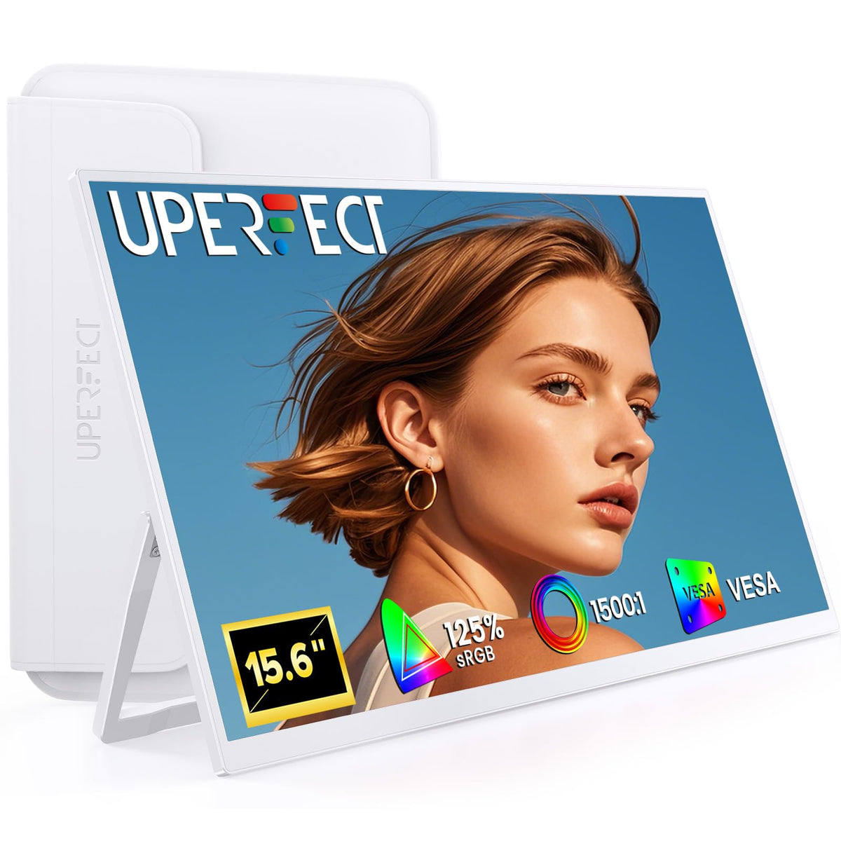 UPERFECT portable monitor with white surface and clean design for daily use