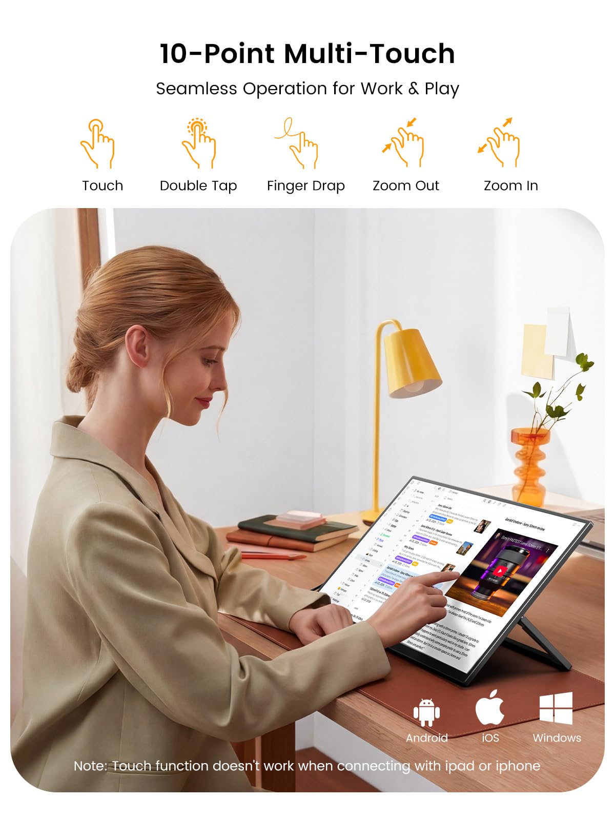 UPERFECT 15.6-inch monitor with keyboard attached for on-the-go productivity