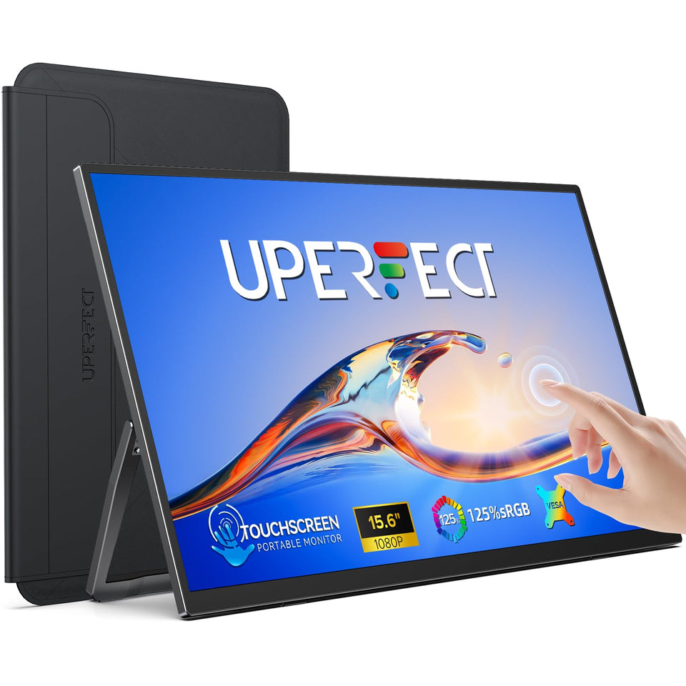 UPERFECT portable monitor front view supports on-the-go productivity.