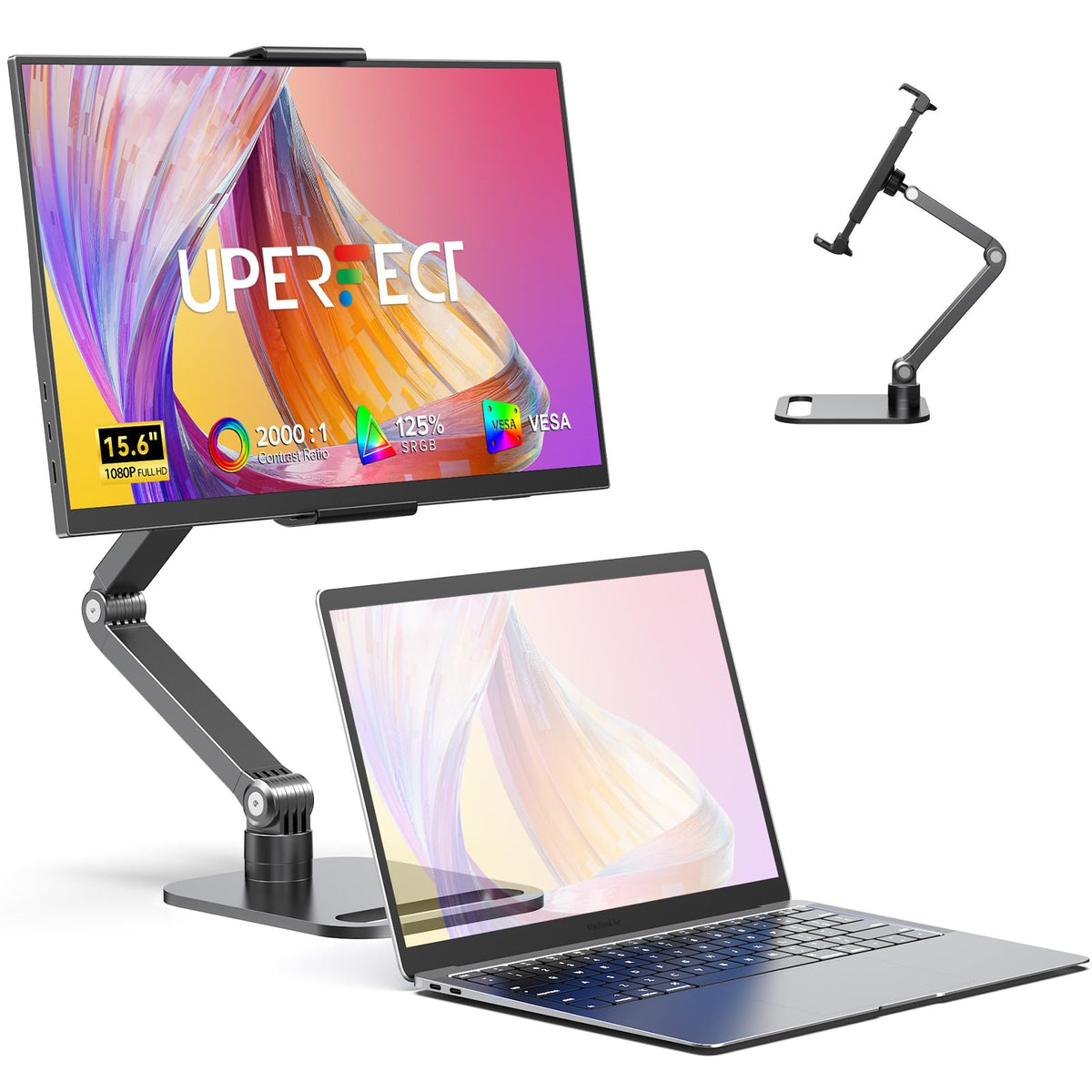 UPERFECT portable monitor 156 full HD IPS display delivers crisp colors for on-the-go work