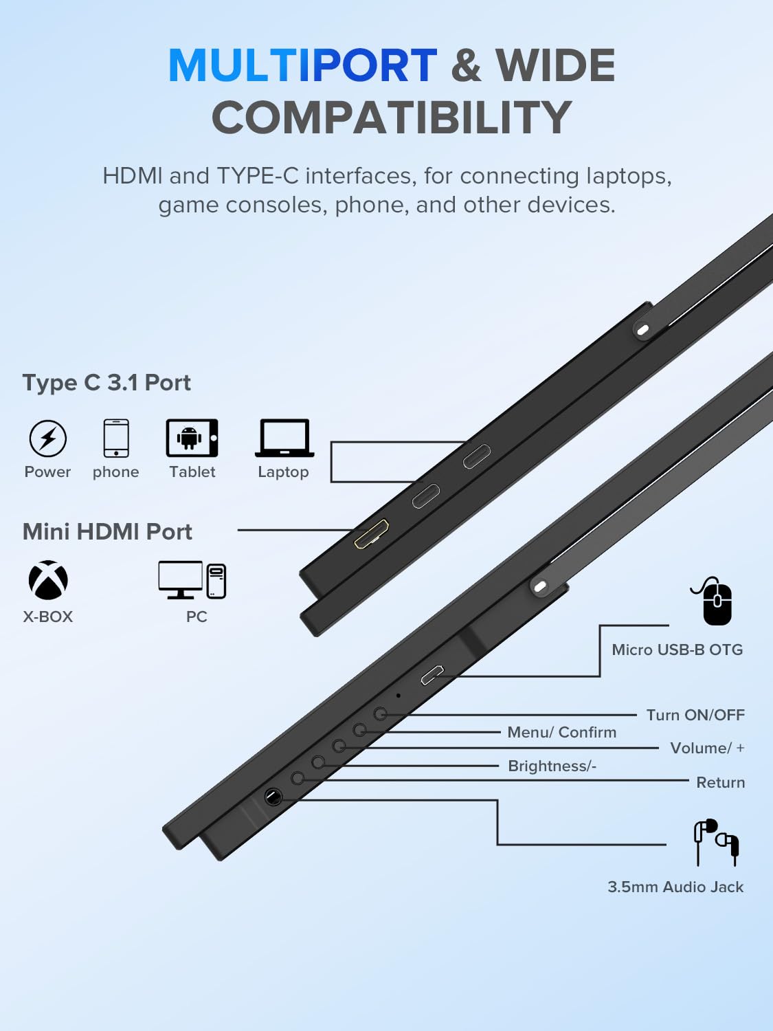 Bright 300-nit display for clear viewing in bright spaces
