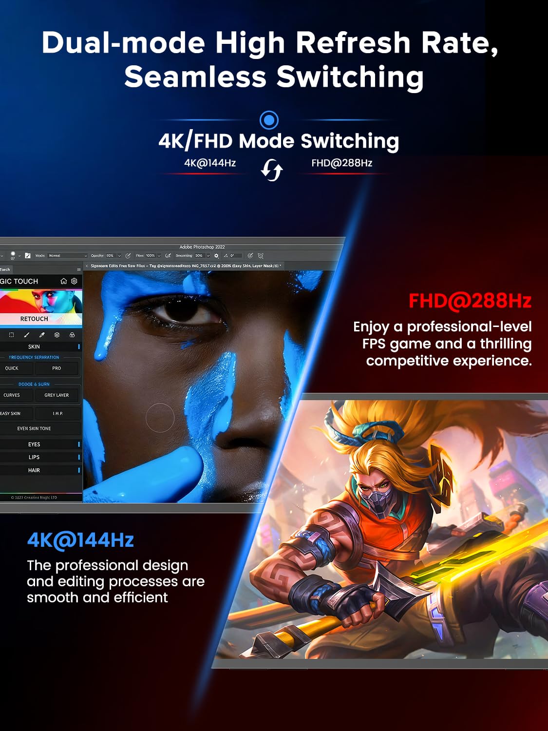 UPERFECT portable monitor 27-inch dual-mode 4K 144Hz delivers cinematic detail on the go.