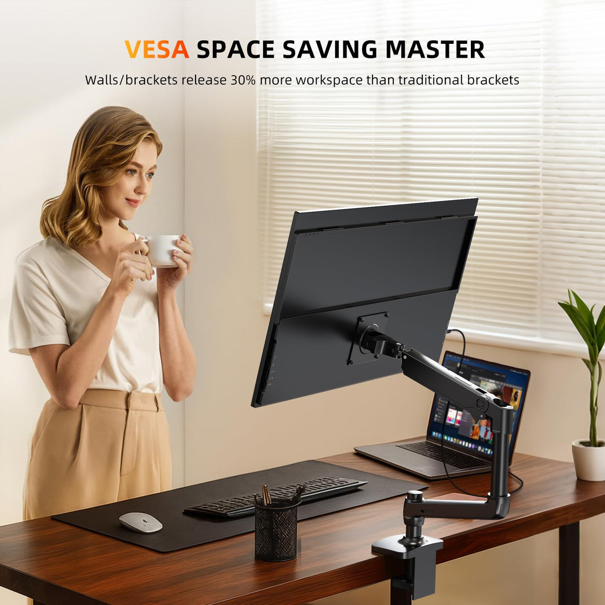 UPERFECT portable monitor optional ergonomic stand enables comfortable viewing.