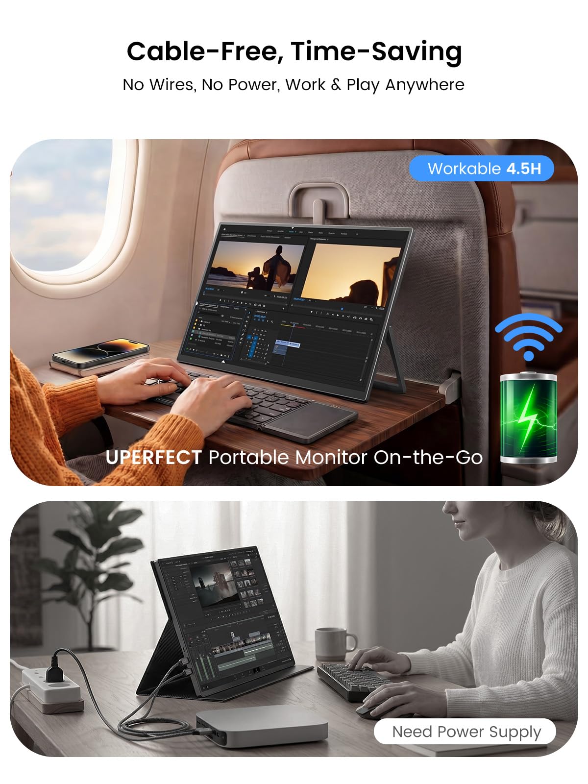 UPERFECT portable monitor stand and VESA compatibility for flexible setups