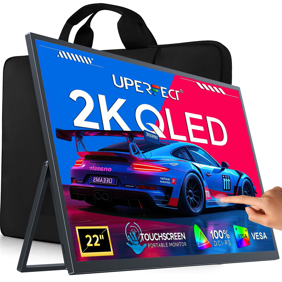 UPERFECT portable touchscreen monitor with 2K QLED display for crisp on the go productivity