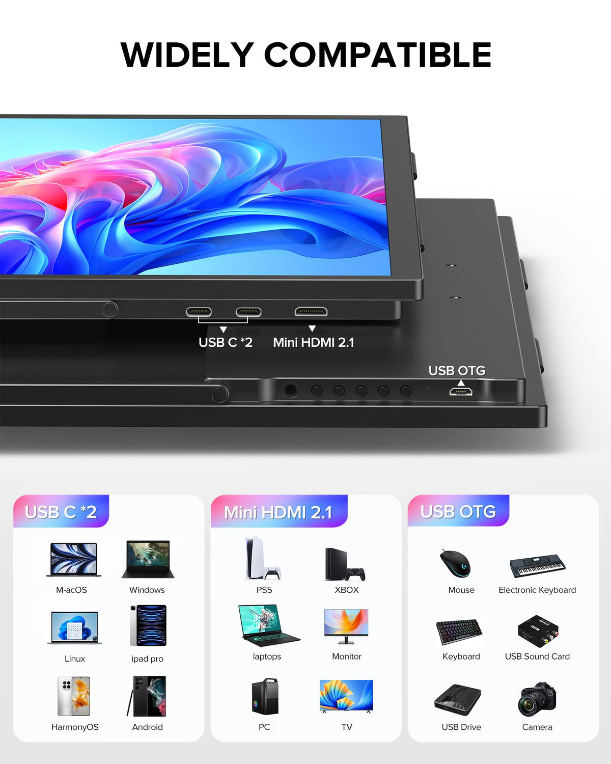 UPERFECT 18.5-inch screen ideal for multitasking with laptop or game consoles