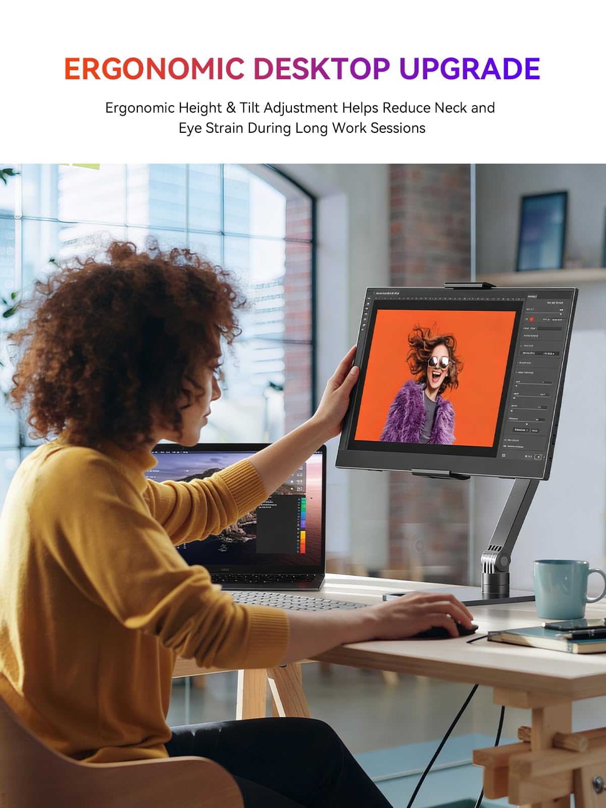 UPERFECT portable monitor with VESA compatibility for versatile mounting options