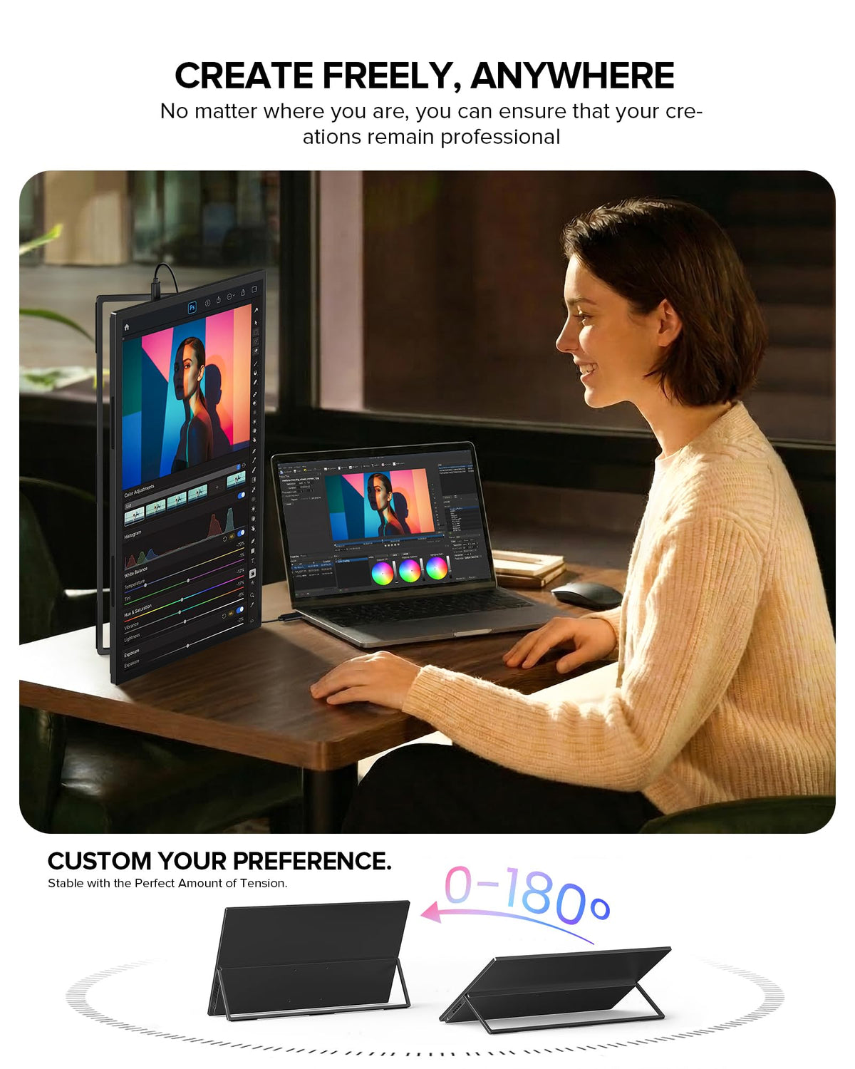 UPERFECT VESA mounting enables flexible desk layouts