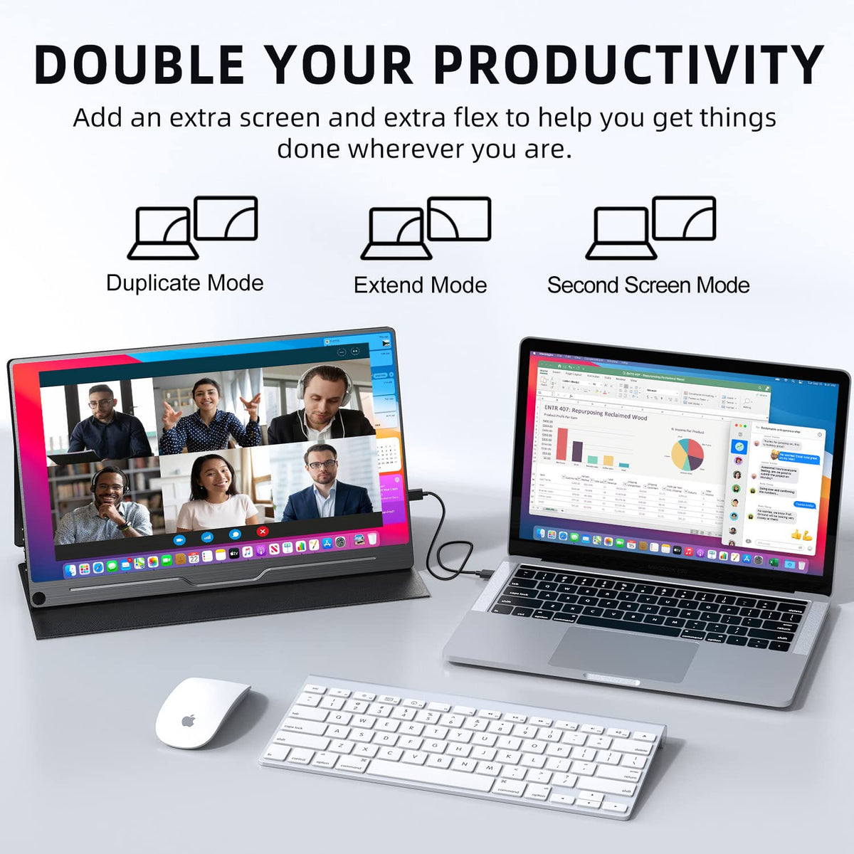 UPERFECT portable monitor back features VESA mount for wall or desk setup