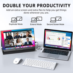 UPERFECT portable monitor back features VESA mount for wall or desk setup