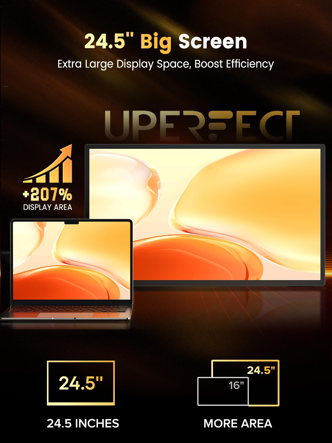 UPERFECT QLED color-demo SRGB coverage with bright 600 nits for vivid scenes.