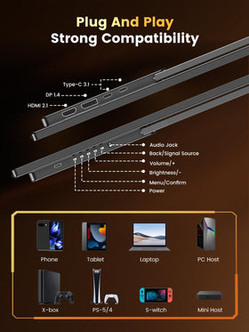 UPERFECT QLED monitor paired with laptop enhances portable game sessions.