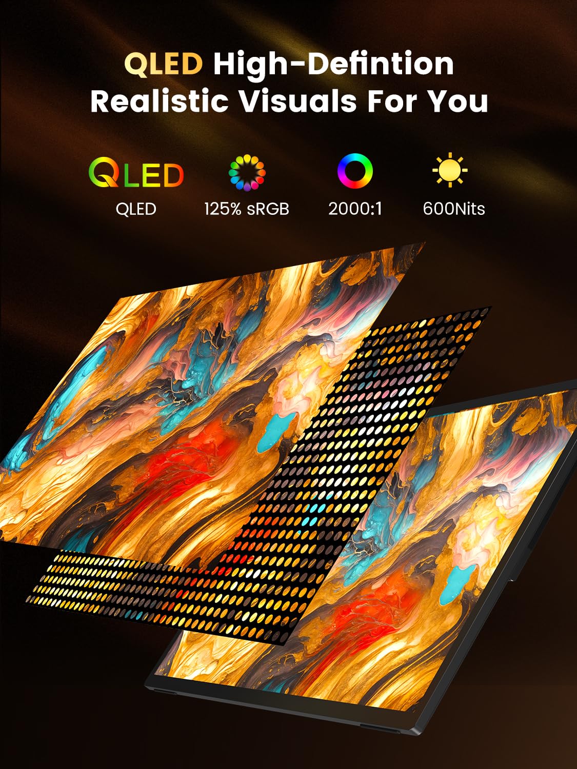 UPERFECT QLED monitor is VESA-mount ready for flexible wall setups.