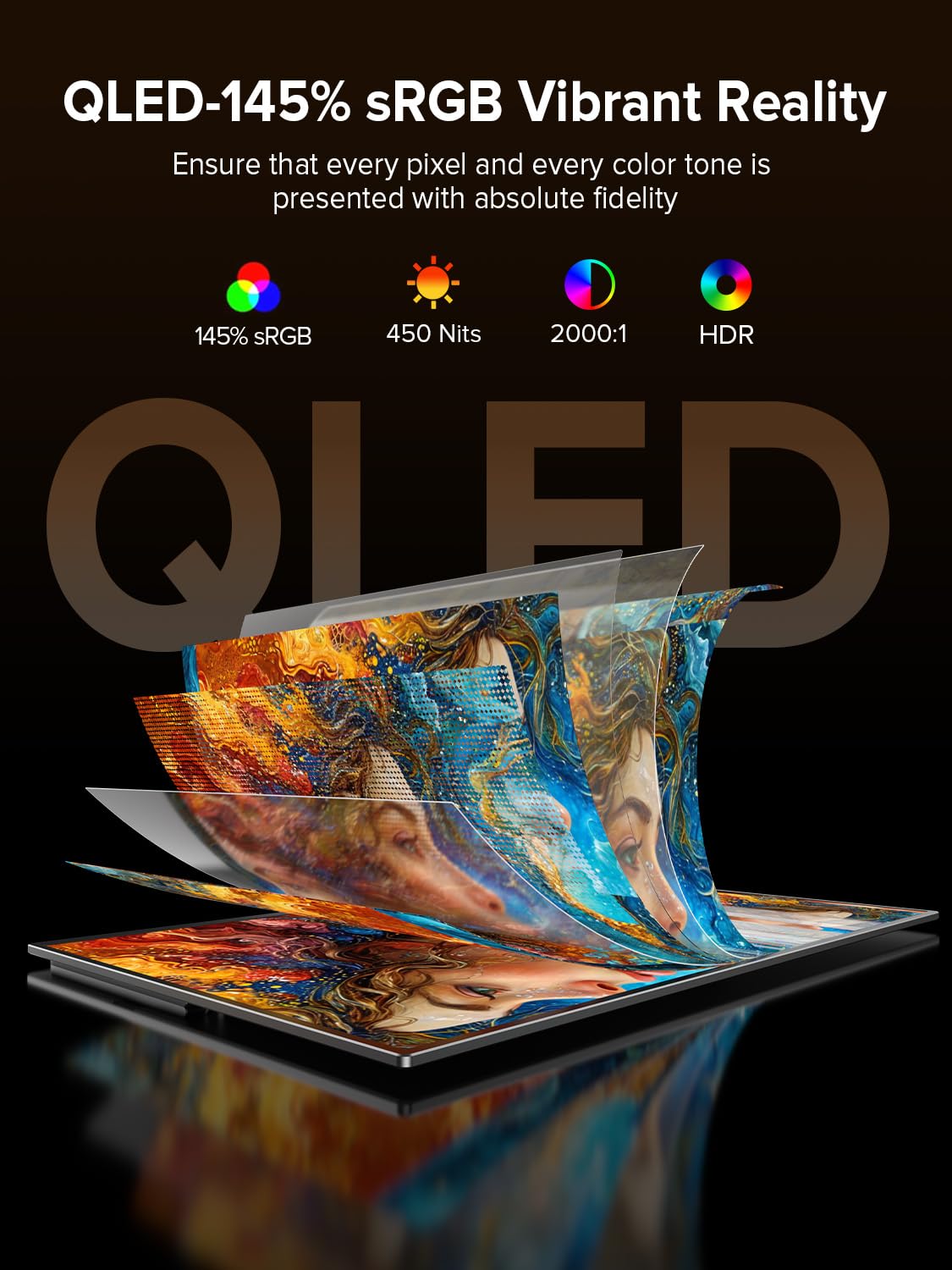UPERFECT QLED 24-inch monitor with 144Hz for smooth gaming and fast-motion content.