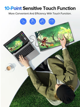 UPERFECT QLED portable monitor touchscreen interaction for easy navigation.