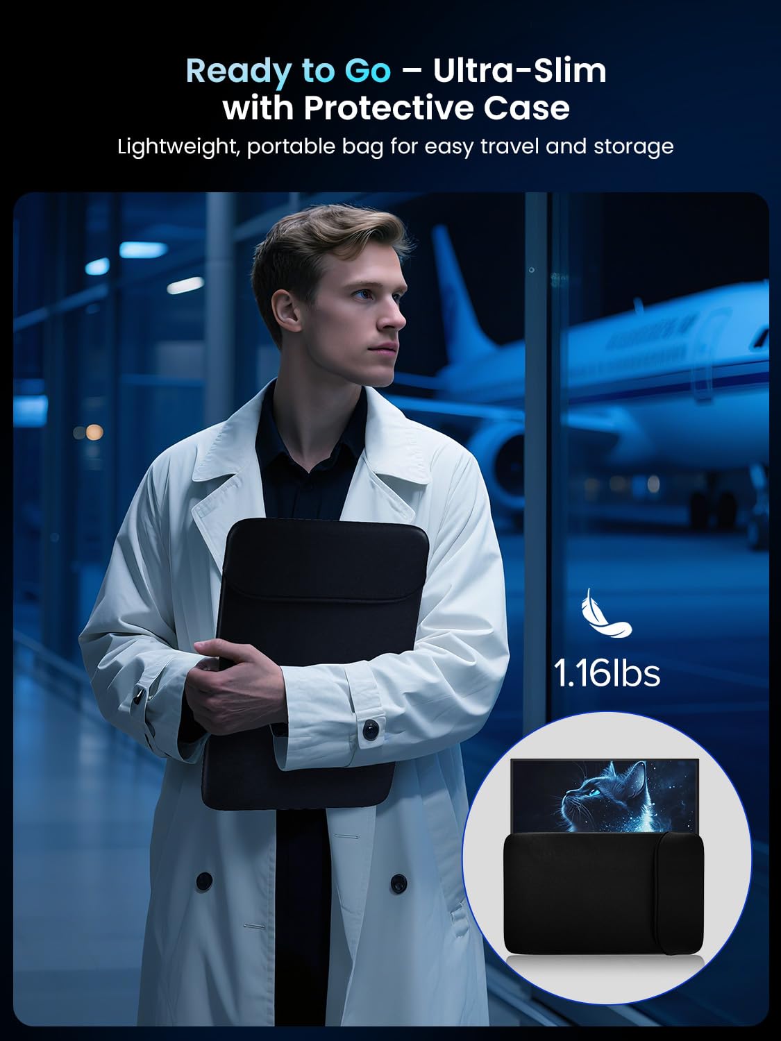 UPERFECT travel-friendly second screen in use with a laptop