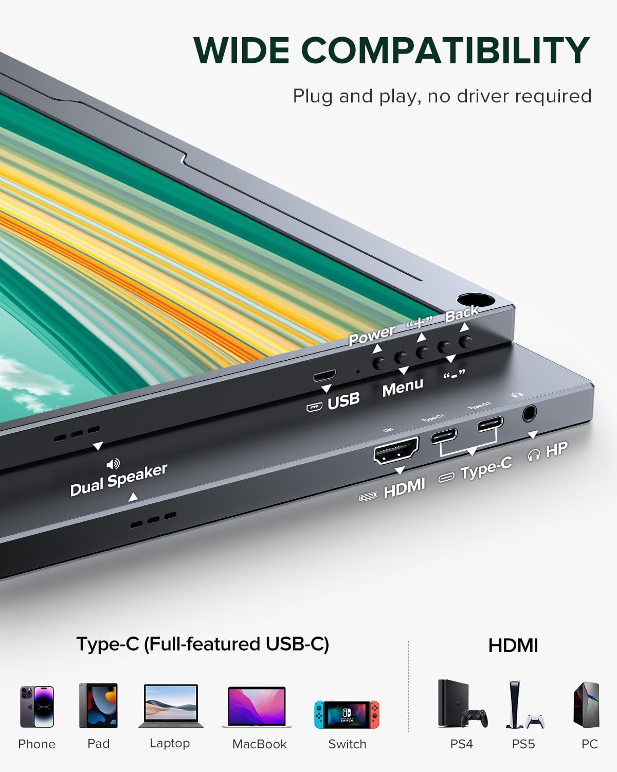 UPERFECT VESA mount back panel for flexible placement.