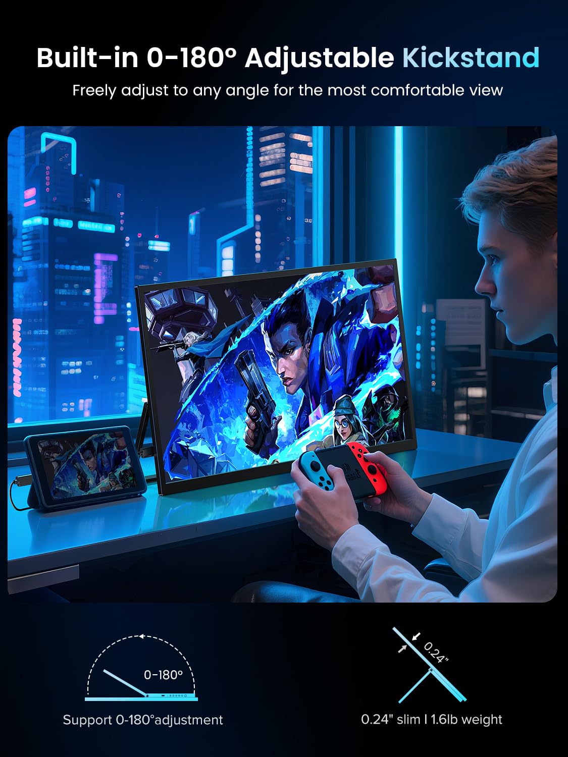 UPERFECT integrated VESA stand enables flexible viewing angles